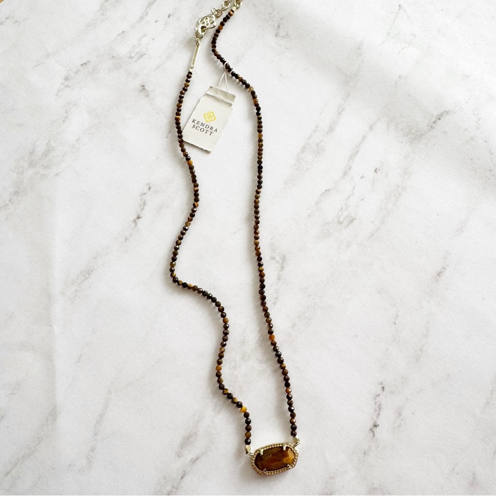 Kendra Scott Elisa Necklace in Beaded Brown Tigers Eye